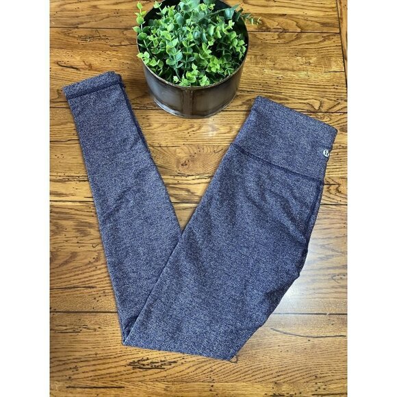 Lululemon Wunder Under Heather Blue Athleisure Crop Leggings Pants Size 6 - Picture 9 of 10